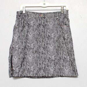 Le Helene snake reptile print gray black mini skirt